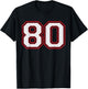 Red Number 80 Sports Player Jersey Fun Game Winner #80 Lucky T-Shirt - T-Shirt | Black