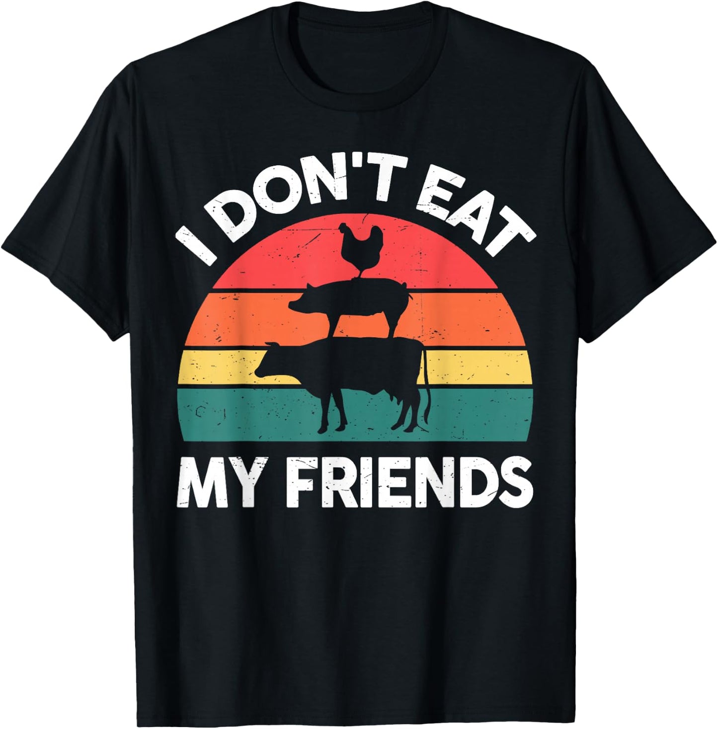 Vegan I Dont Eat My Friends Men Women Kids Funny Vegetarian T-Shirt - T-Shirt | Black