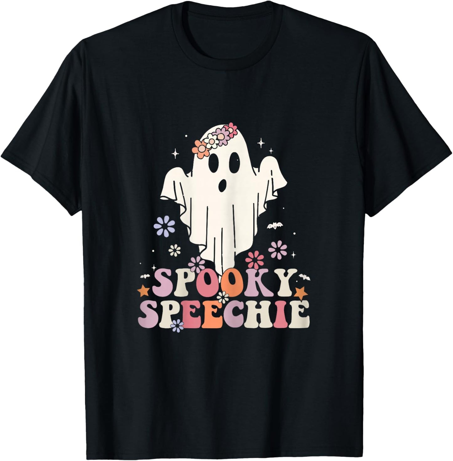 Retro Speech Therapy Halloween Spooky Speechie Language T-Shirt - T-Shirt | Black
