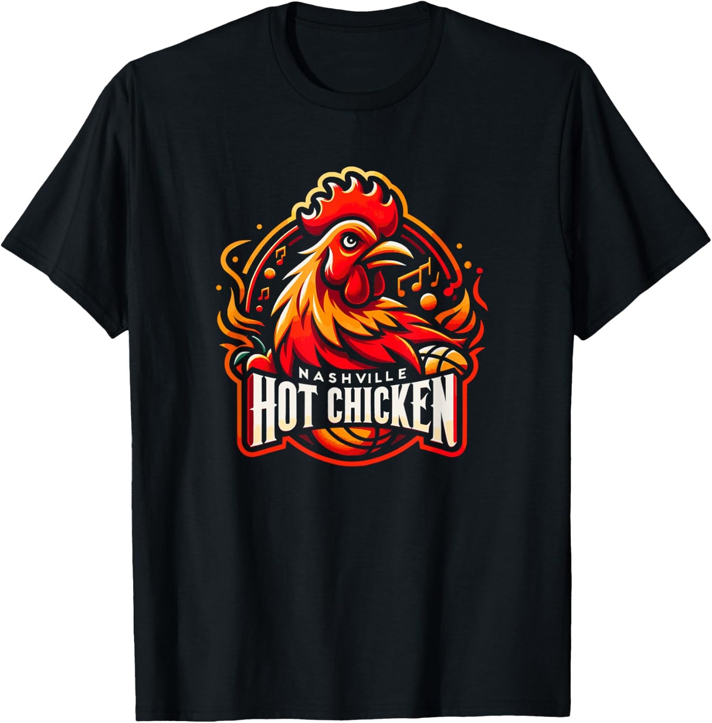 Nashville Hot Chicken Local Food Sports Team Parody T-Shirt - T-Shirt | Black