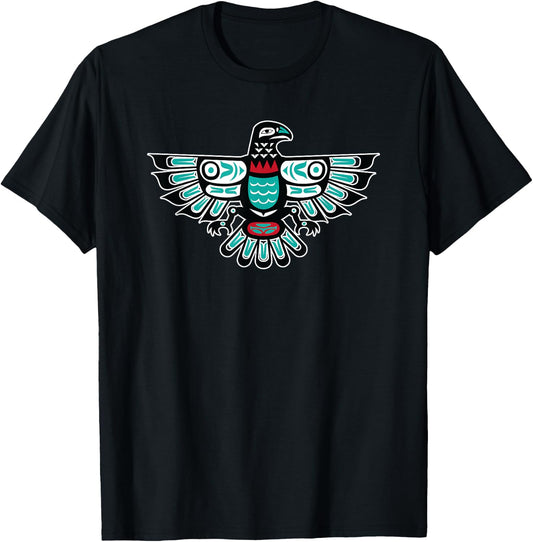 Alaska Native American Art Tlingit Haida Eagle Tribal T-Shirt - T-Shirt | Black