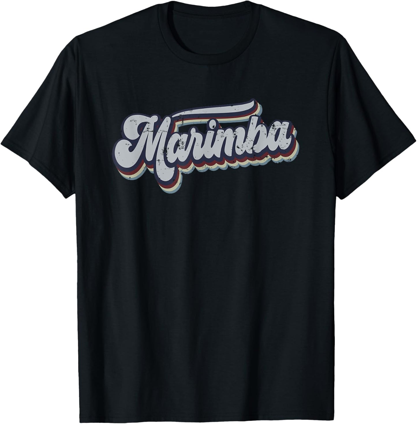 Marimba Retro Vintage Distressed Rainbow Gift T-Shirt - T-Shirt | Black