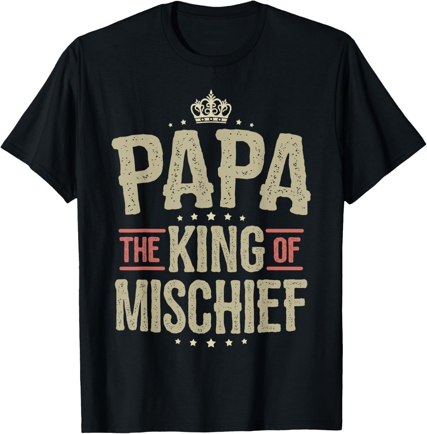 Papa from Grandchildren Papa King of Mischief T-Shirt - T-Shirt | Black