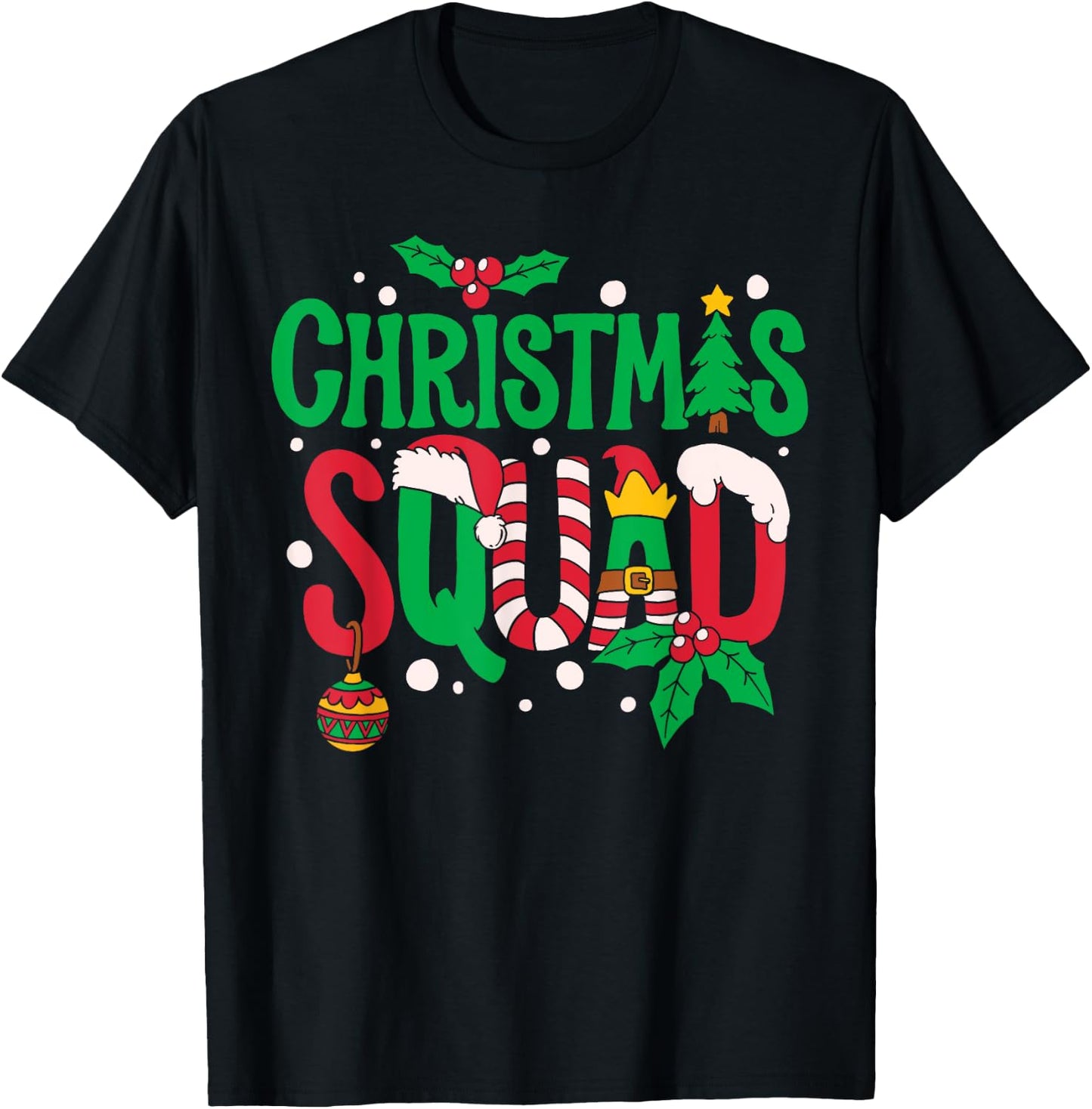 Christmas Squad Santa Elf Family Matching Pajamas Boys Girls T-Shirt - T-Shirt | Black