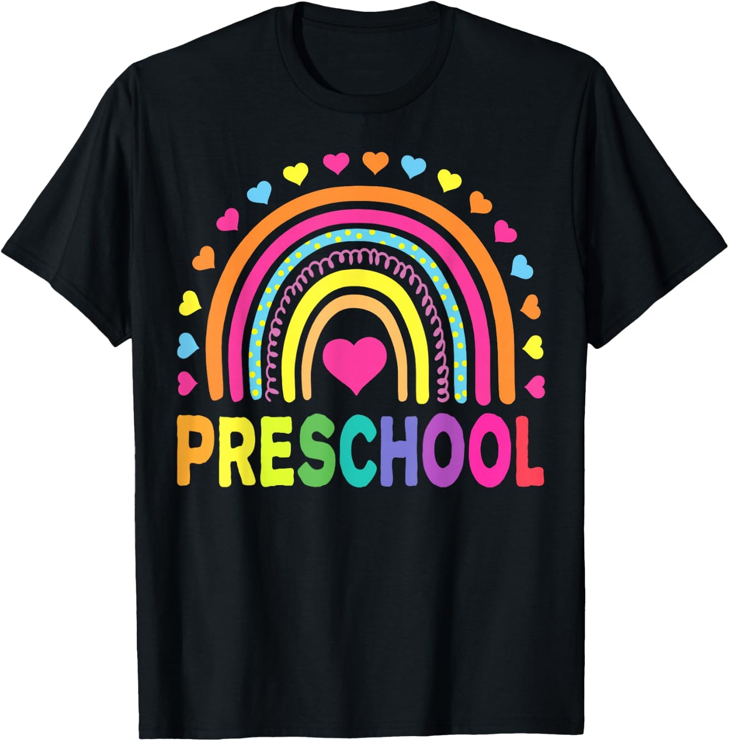 Preschool Rainbow Girls Boys Kids Teacher Back to School T-Shirt - T-Shirt | Black