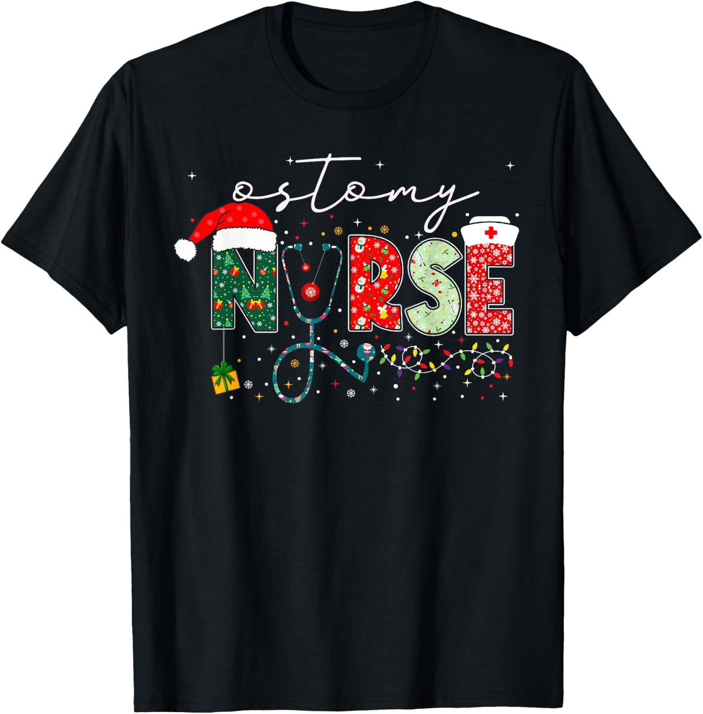 Christmas Ostomy Nurse Gifts For Nursing Student T-Shirt - T-Shirt | Black