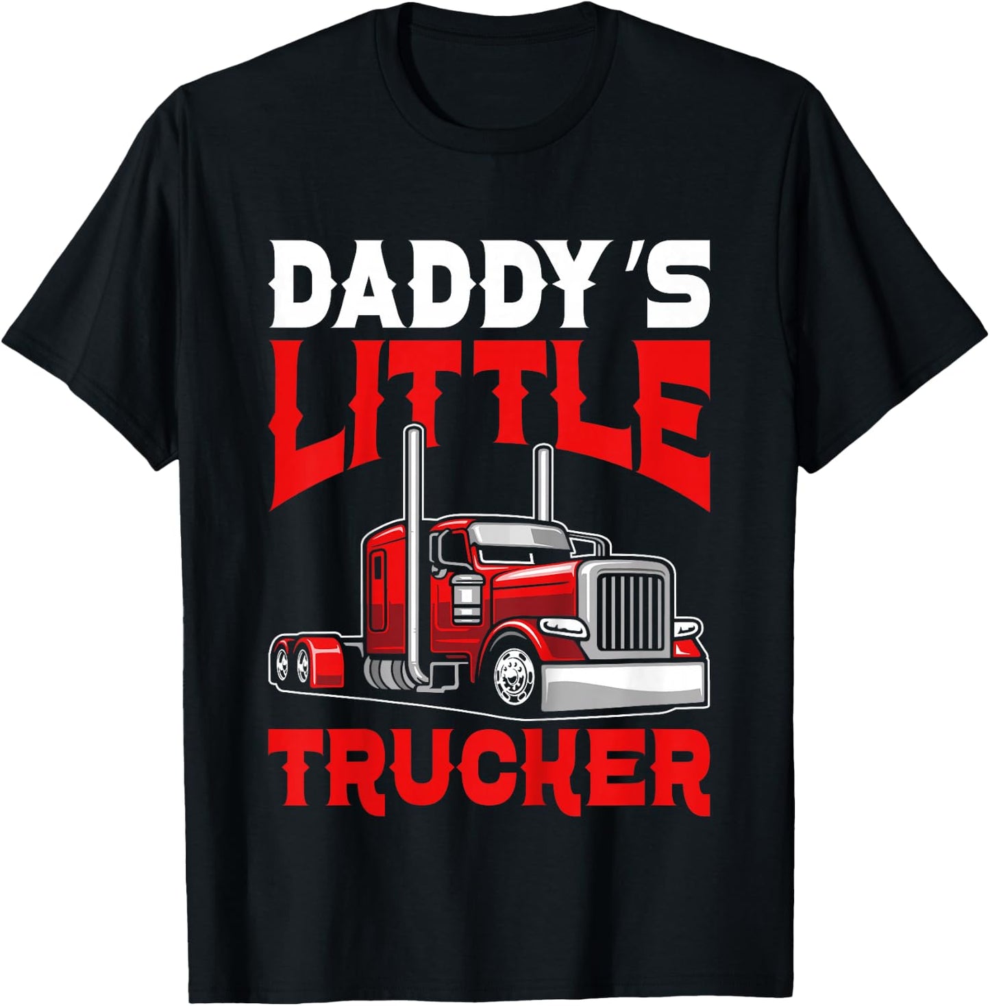 Kids Daddy's little trucker Funny Boys Semi truck T-Shirt - T-Shirt | Black
