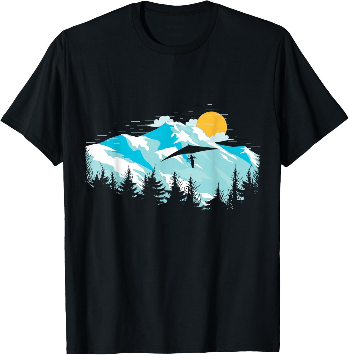 Mountains landscape sunset hang glider T-Shirt - T-Shirt | Black