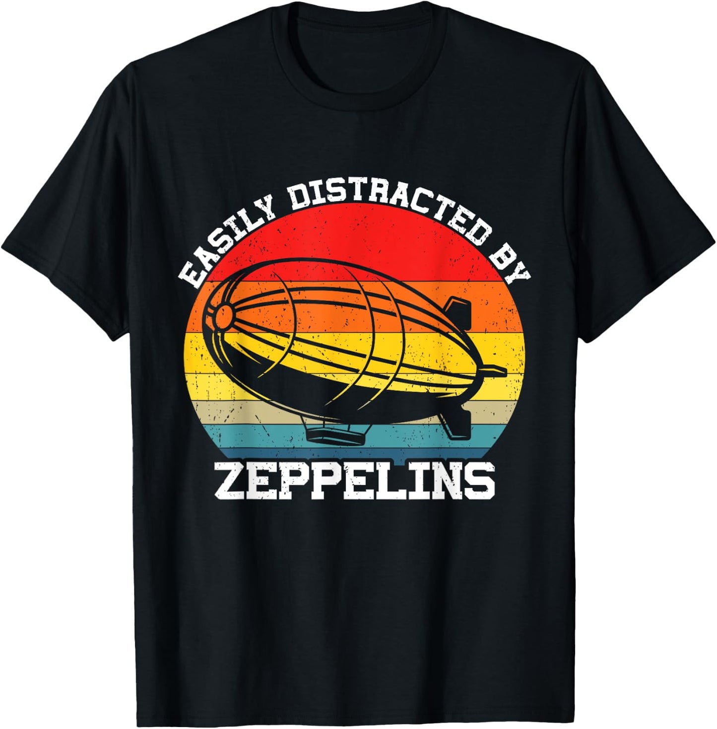 Retro Zeppelin 70s 80s Dirigible Airship Zepelin Zepplin T-Shirt - T-Shirt | Black