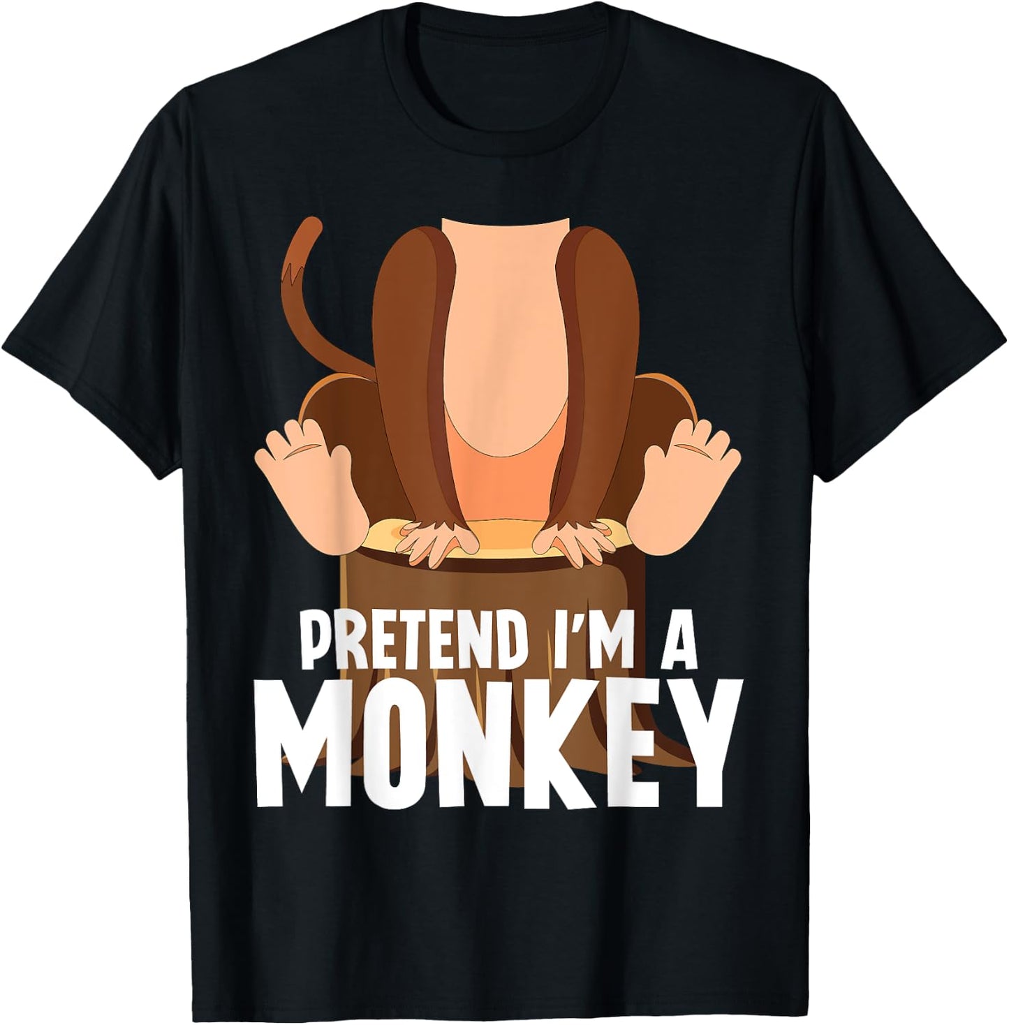 Pretend I'm A Monkey Funny Halloween Lazy Costume Monkey T-Shirt - T-Shirt | Black