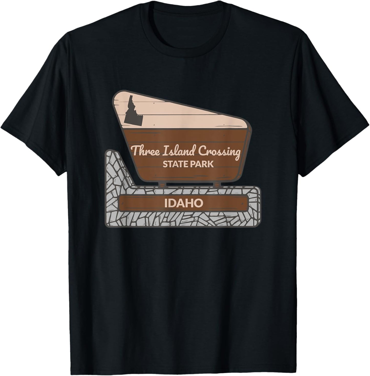 Three Island Crossing State Park Idaho Welcome Sign Vacation T-Shirt - T-Shirt | Black