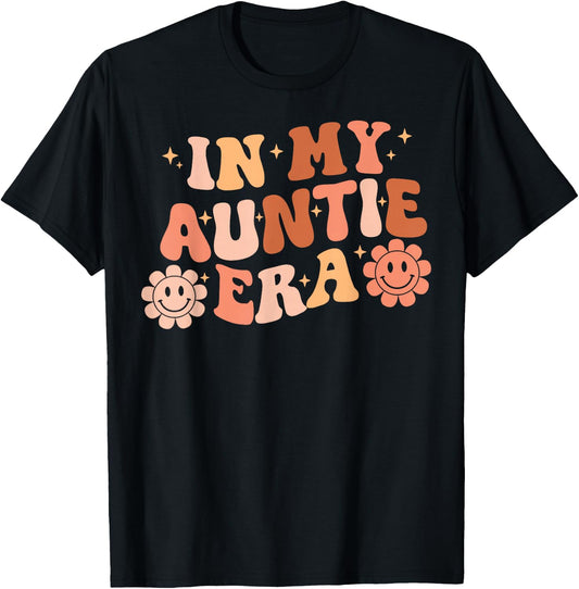 In My Auntie Era niece nephew matching Groovy T-Shirt - T-Shirt | Black