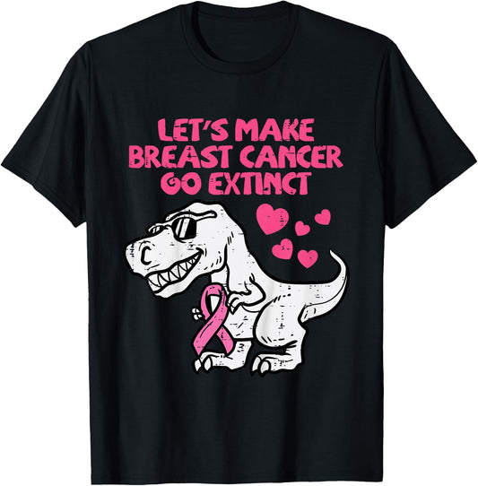 Lets Make Breast Cancer Go Extinct Trex Dino Toddler Boys T-Shirt - T-Shirt | Black