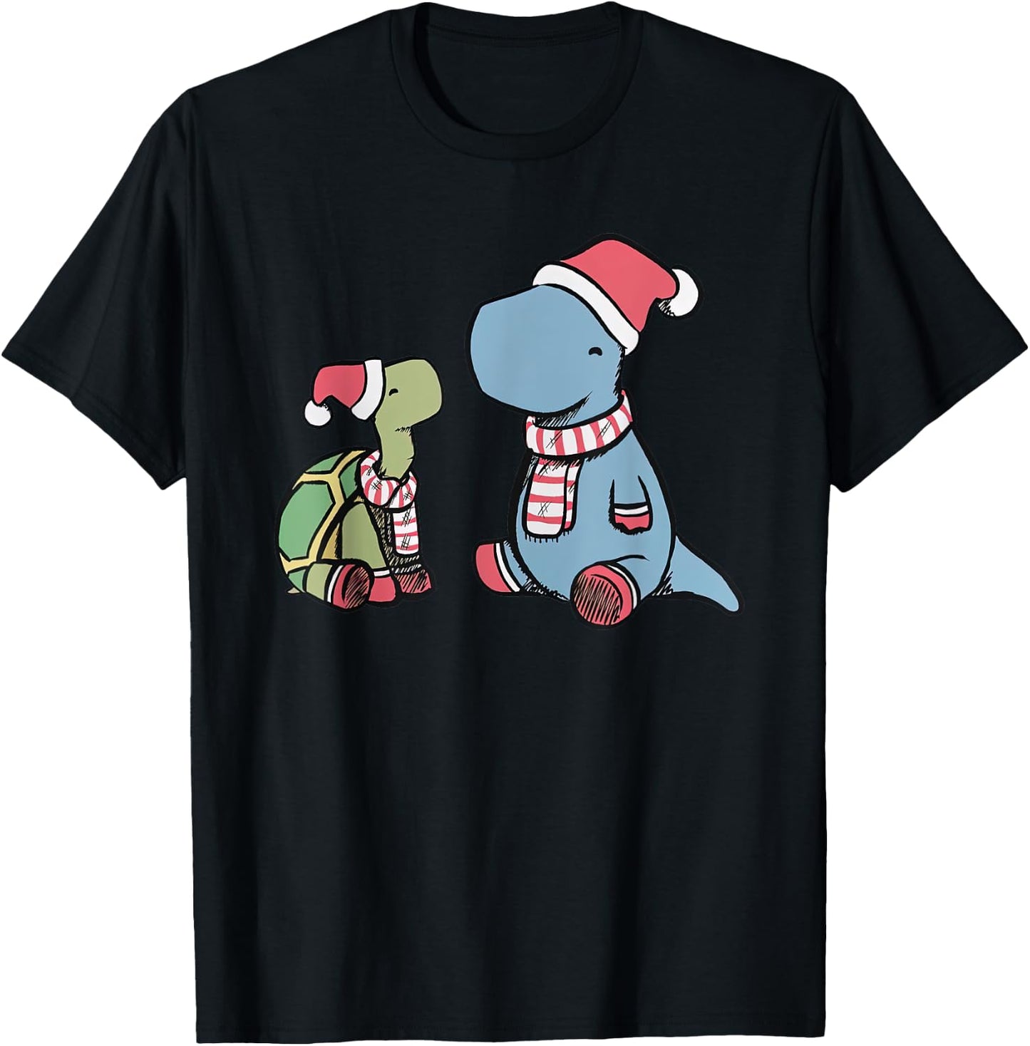 Christmas Tortoise Dino T-Shirt - T-Shirt | Black