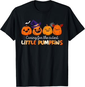 NICU Nurse Halloween Cutest Pumpkins Mother Baby Nurse Fall T-Shirt - T-Shirt | Black
