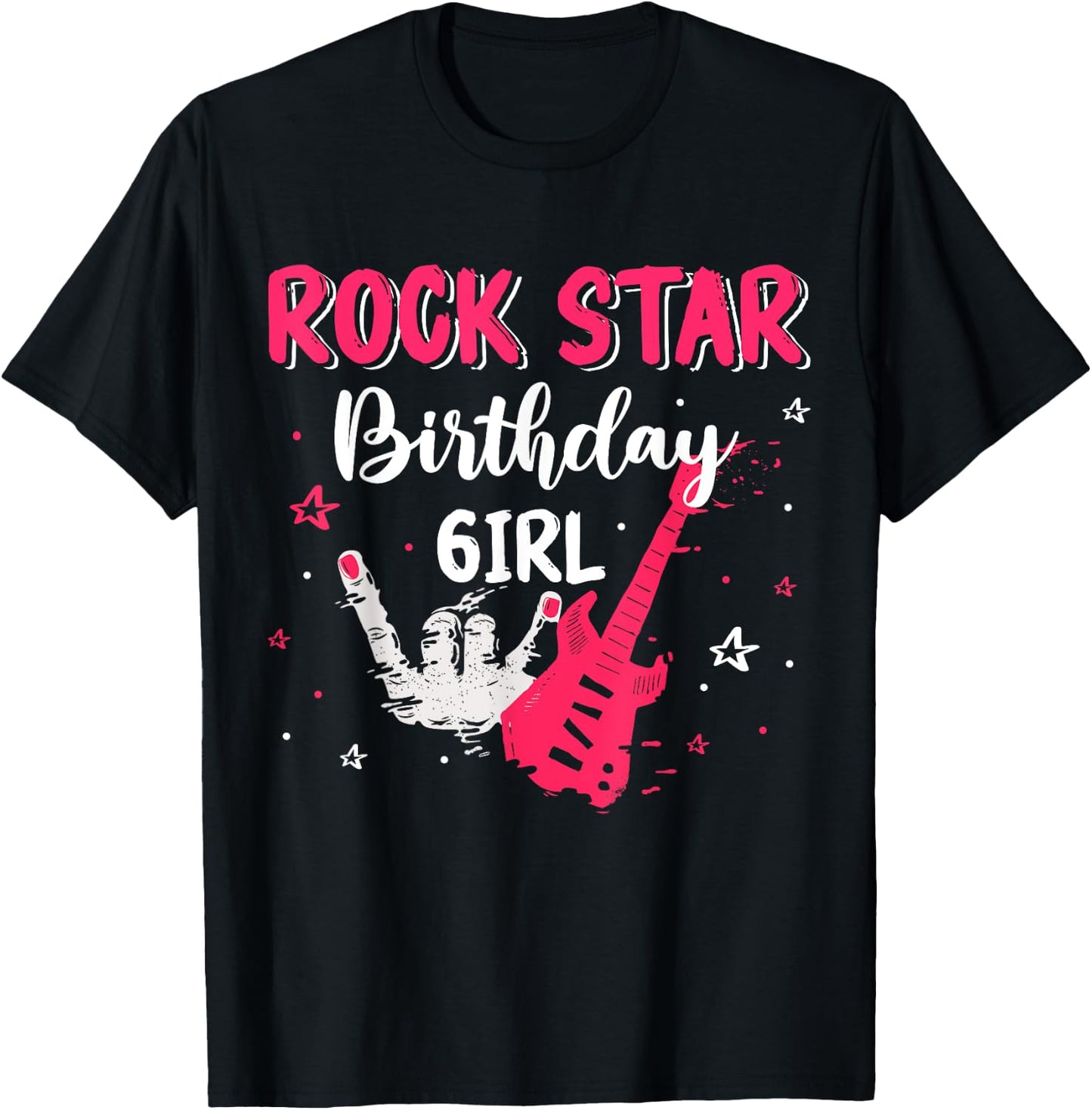 Rockstar Birthday Girl Rock Star Themed Birthday Party Music T-Shirt - T-Shirt | Black