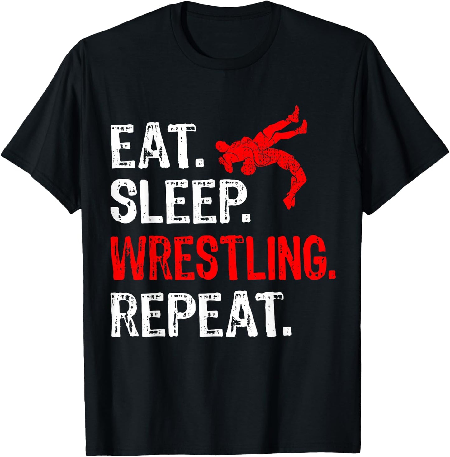 Eat Sleep Wrestling Repeat Wrestling Player Funny T-Shirt - T-Shirt | Black