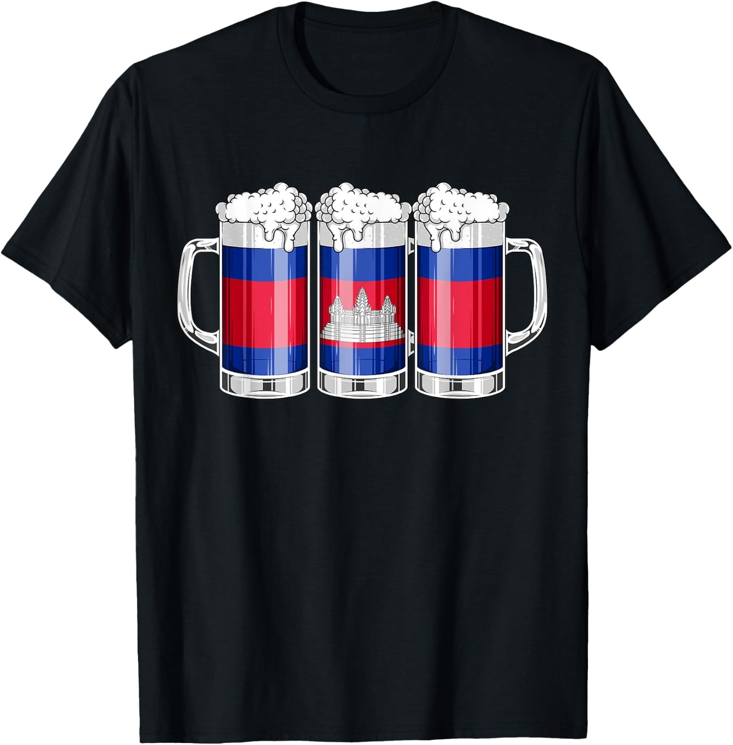 Beer Cambodian Shirt - Beer Cambodia Flag Patriotic T-Shirt - T-Shirt | Black