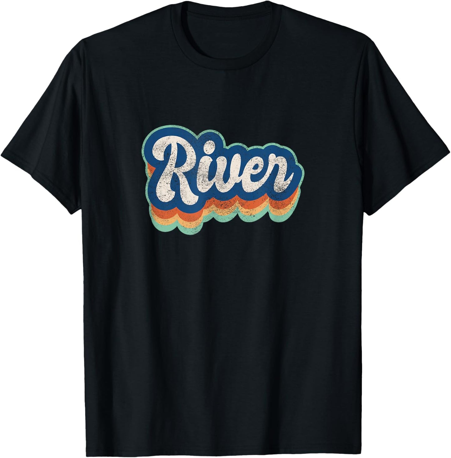River First Name Boy Vintage Style 70s 80s Personalized T-Shirt - T-Shirt | Black
