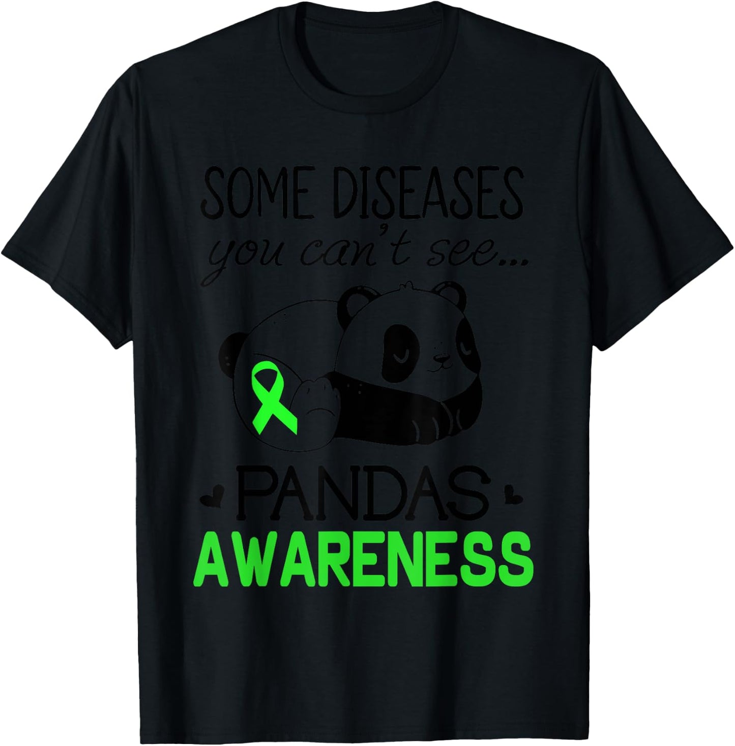 Pandas Pans Awareness Shirt Green Ribbon Pans Disease T-Shirt - T-Shirt | Black