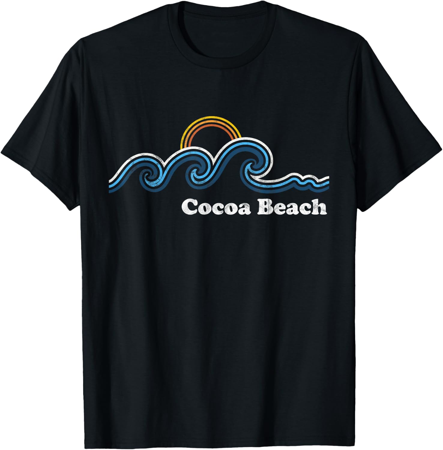 Retro Cocoa Beach Florida FL Vintage Beach Surf Men Women T-Shirt - T-Shirt | Black