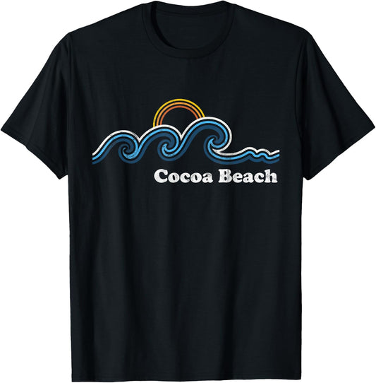 Retro Cocoa Beach Florida FL Vintage Beach Surf Men Women T-Shirt - T-Shirt | Black