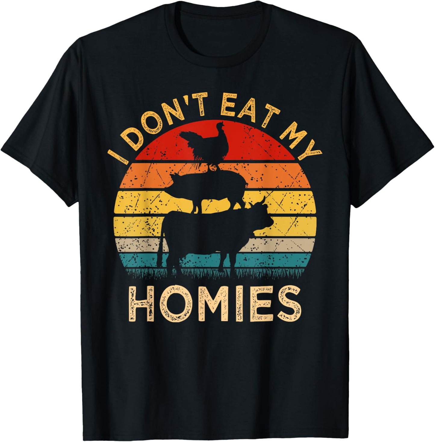 Vegetarian I Don't Eat My Homies | Turkey Day Thanksgiving T-Shirt - T-Shirt | Black