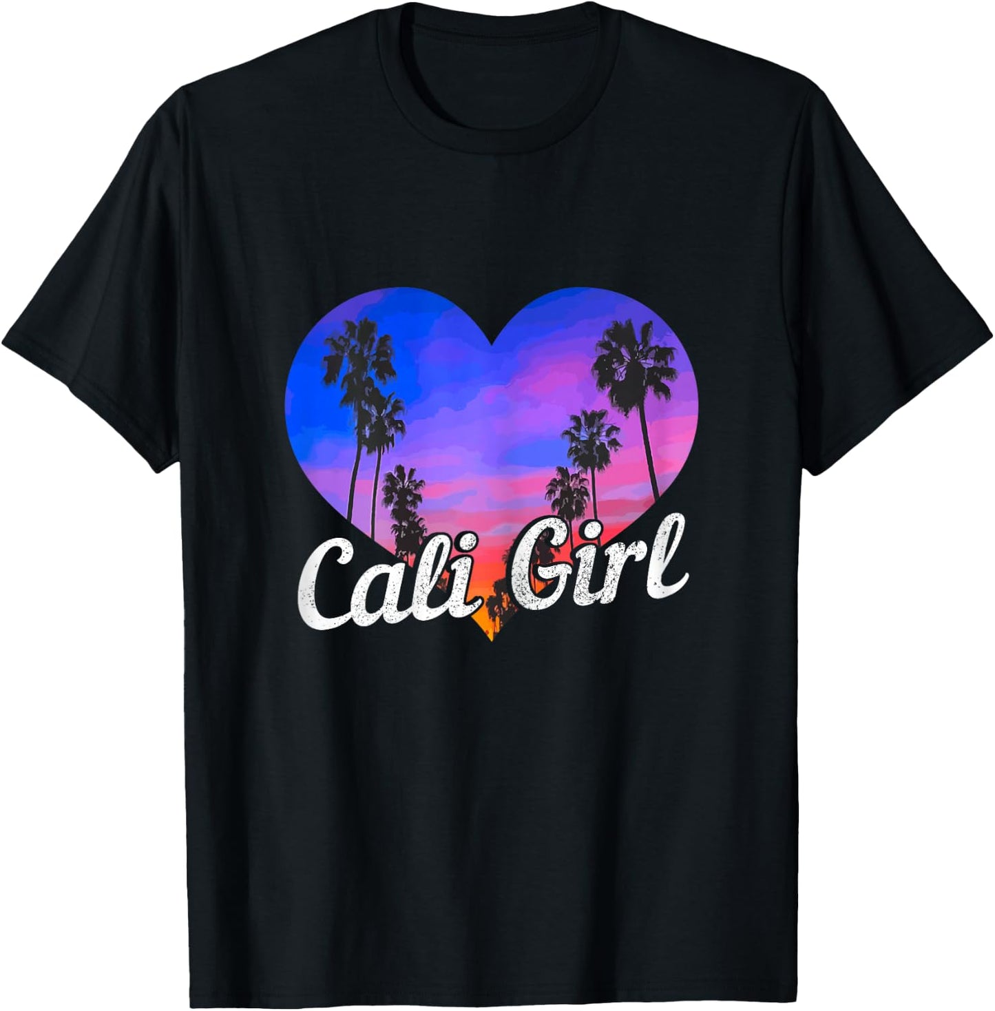 Cali Girl California Heart Retro Vintage Style T-Shirt - T-Shirt | Black