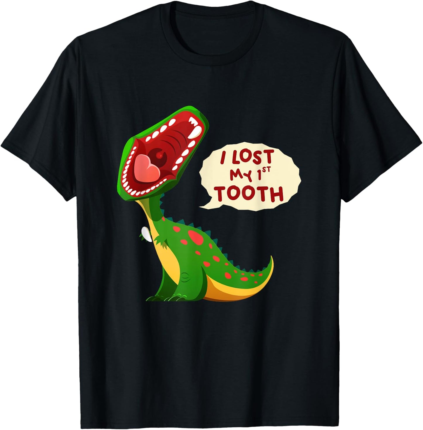 Roaring Dinosaur I Lost My 1st Tooth Funny Tooth Fairy T-Shirt - T-Shirt | Black