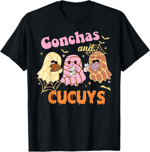 Conchas and Cucuys Mexican Ghost Spooky Conchas T-Shirt - T-Shirt | Black