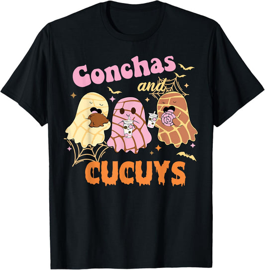 Conchas and Cucuys Mexican Ghost Spooky Conchas T-Shirt - T-Shirt | Black
