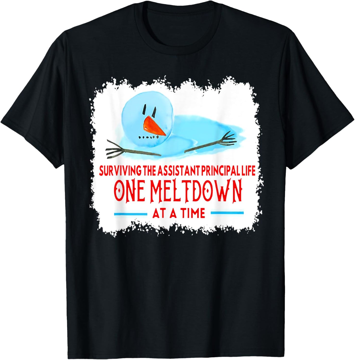 Surviving The Assistant Principal Life Snowman Christmas T-Shirt - T-Shirt | Black