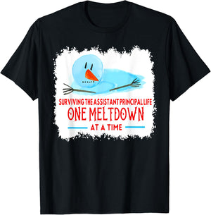 Surviving The Assistant Principal Life Snowman Christmas T-Shirt - T-Shirt | Black