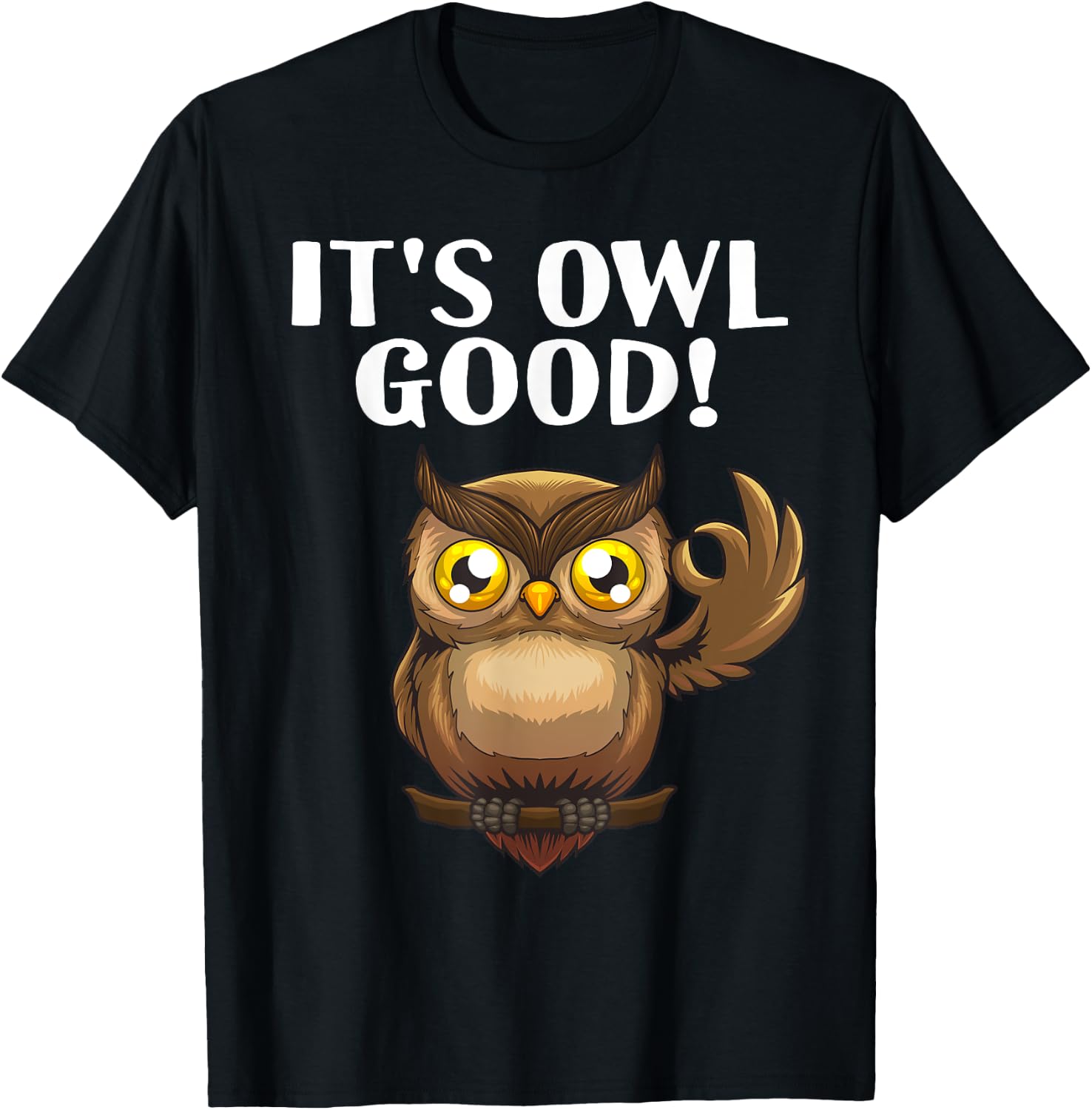 Cute Owl Design Women Nocturnal Bird Zoo Owl Lover T-Shirt - T-Shirt | Black