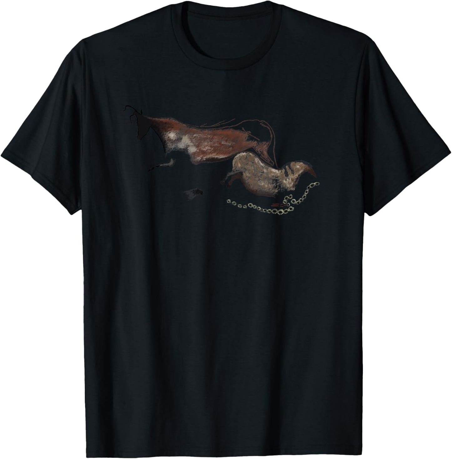 Stone Age Cave Painting of an Ox and Horse from Lascaux T-Shirt - T-Shirt | Black