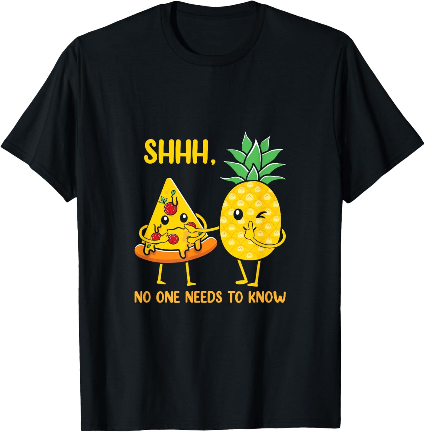 Funny Pineapple Pizza Illustration T-Shirt - T-Shirt | Black