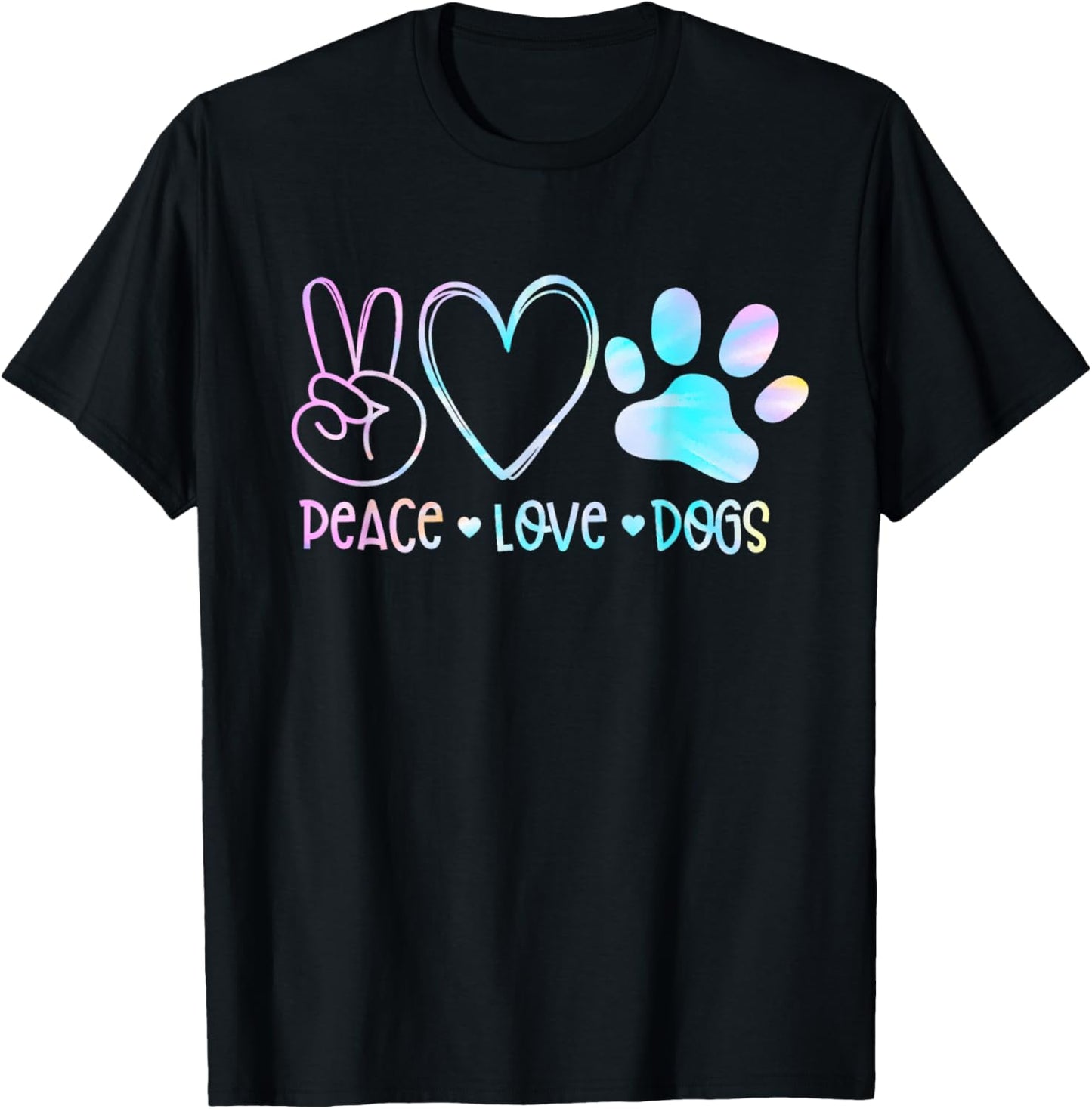 Peace Love Rescue Dog Lover Parent Adopted Tie Dye Pet Owner Women Kids T-Shirt - T-Shirt | Black