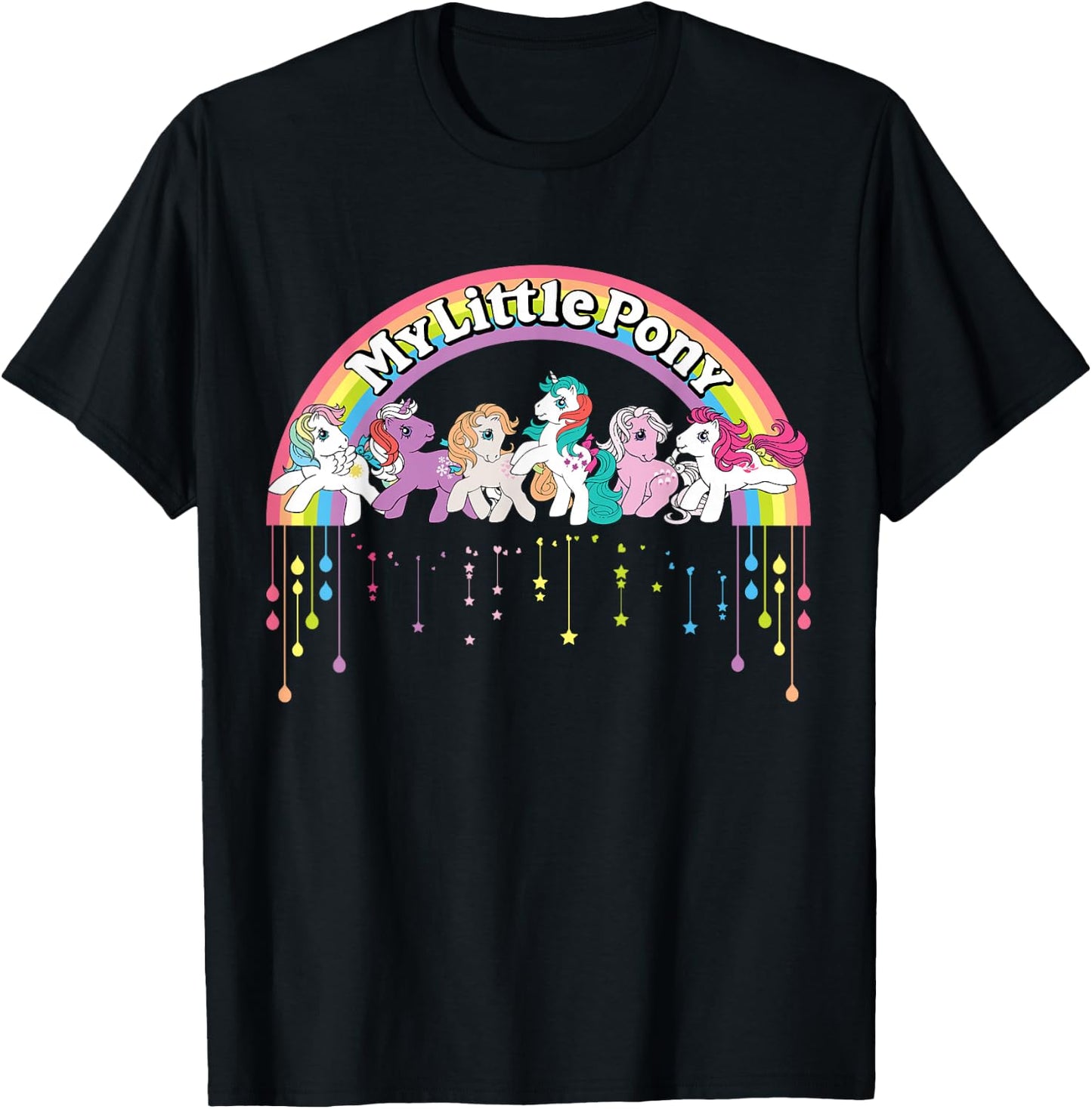 Logo Retro Cartoon Rainbow Dash Fluttershy Rarity T-Shirt - T-Shirt | Black