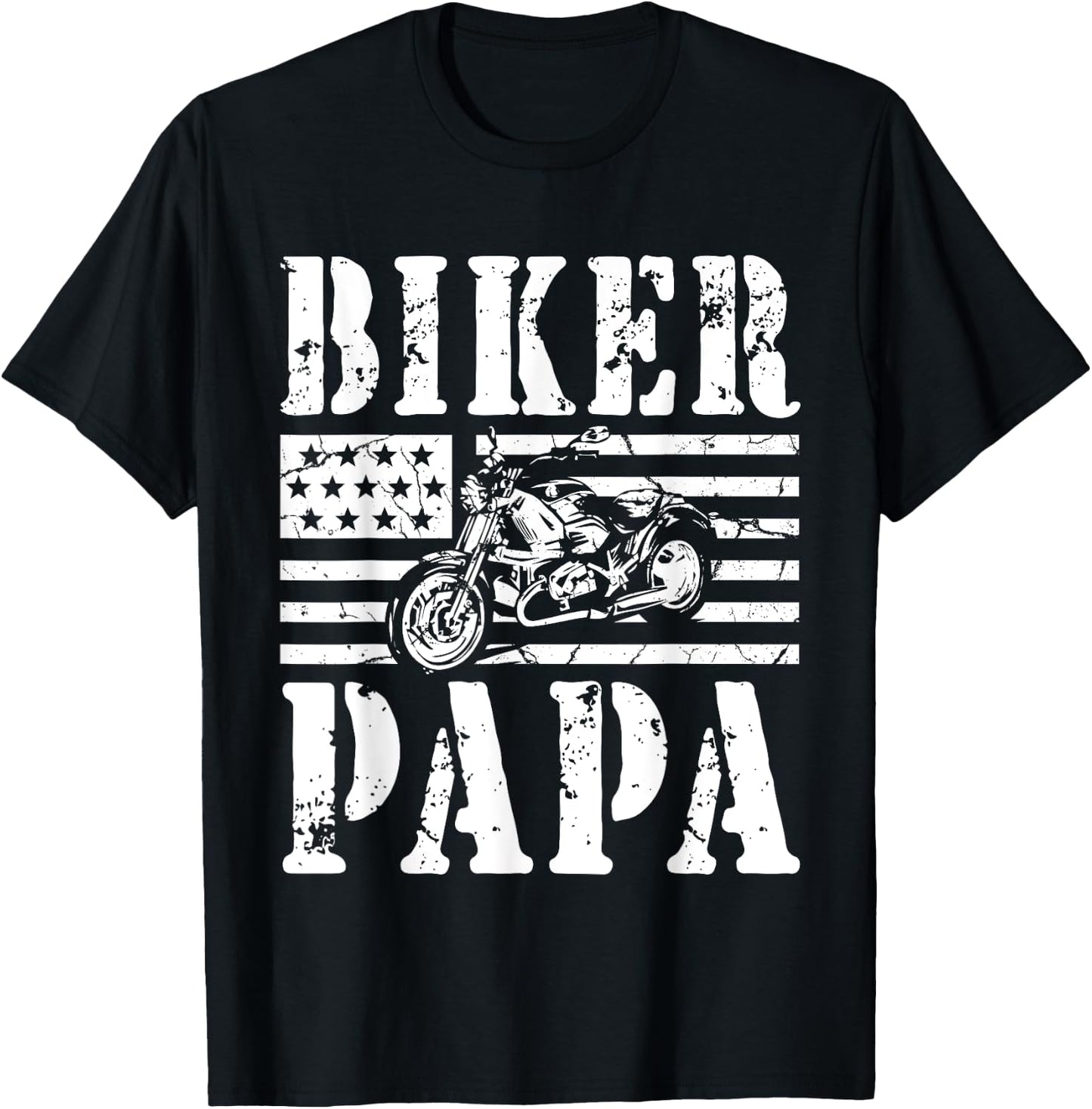 Vintage Papa Biker - Papa Motorcycle T-Shirt - T-Shirt | Black