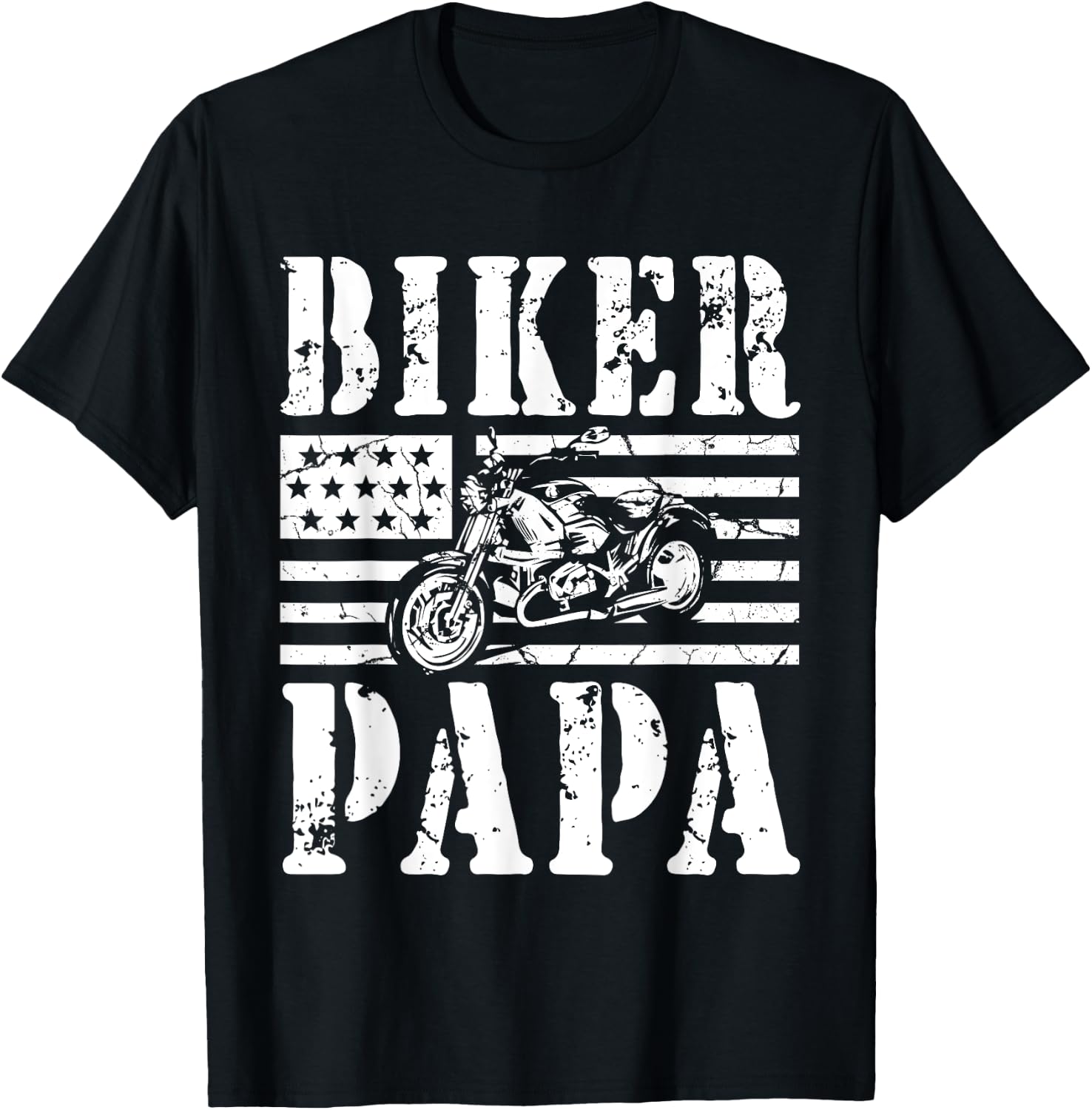 Vintage Papa Biker - Papa Motorcycle T-Shirt - T-Shirt | Black