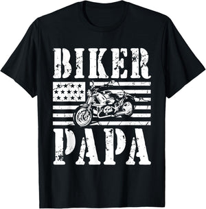 Vintage Papa Biker - Papa Motorcycle T-Shirt - T-Shirt | Black