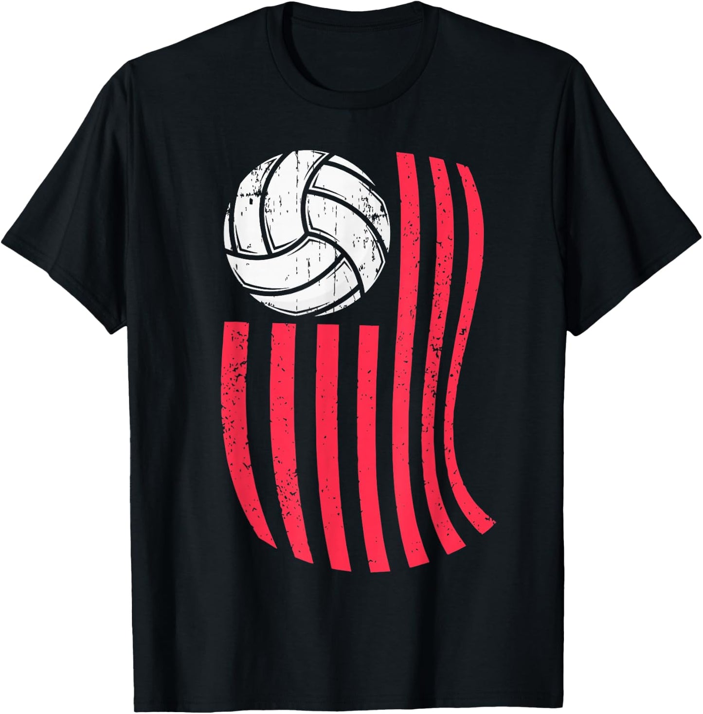 Volleyball USA American Flag Vintage 4th Of July Gift T-Shirt - T-Shirt | Black
