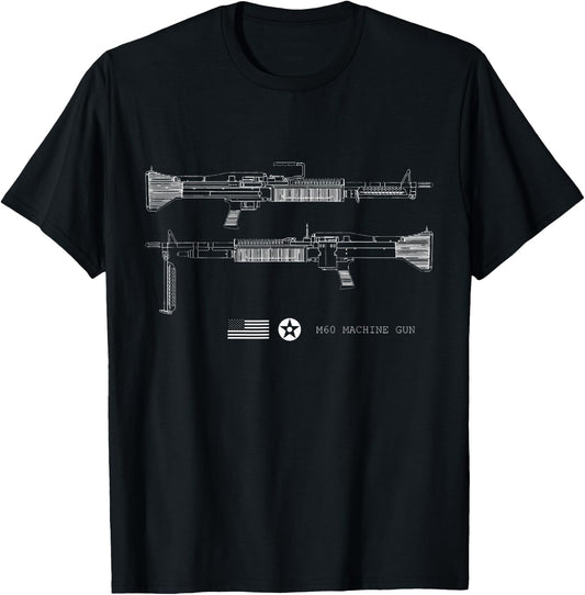 M60 Military Machine Gun T-Shirt - T-Shirt | Black