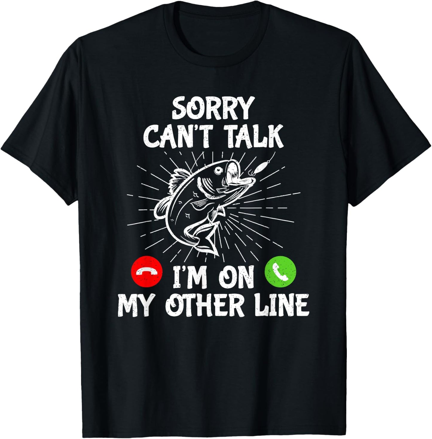 Funny Fishing I'm On My Other Line Fisherman Bass Fishing , Black T-Shirt - T-Shirt | Black