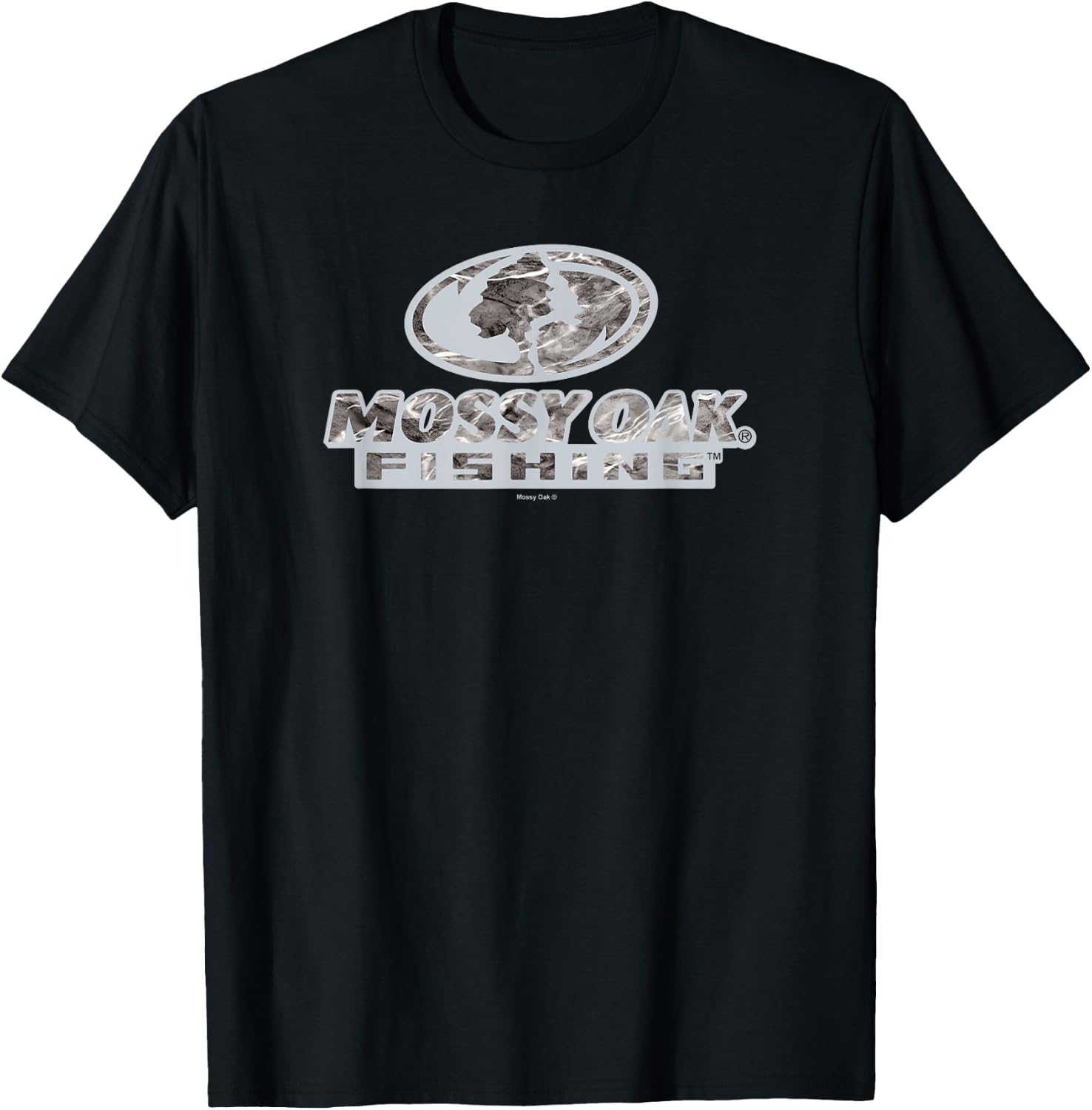 Mossy Oak Fishing Open Water Classic Grey Logo T-Shirt - T-Shirt | Black