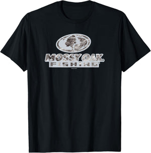 Mossy Oak Fishing Open Water Classic Grey Logo T-Shirt - T-Shirt | Black