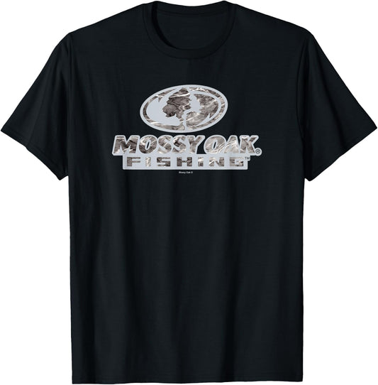 Mossy Oak Fishing Open Water Classic Grey Logo T-Shirt - T-Shirt | Black