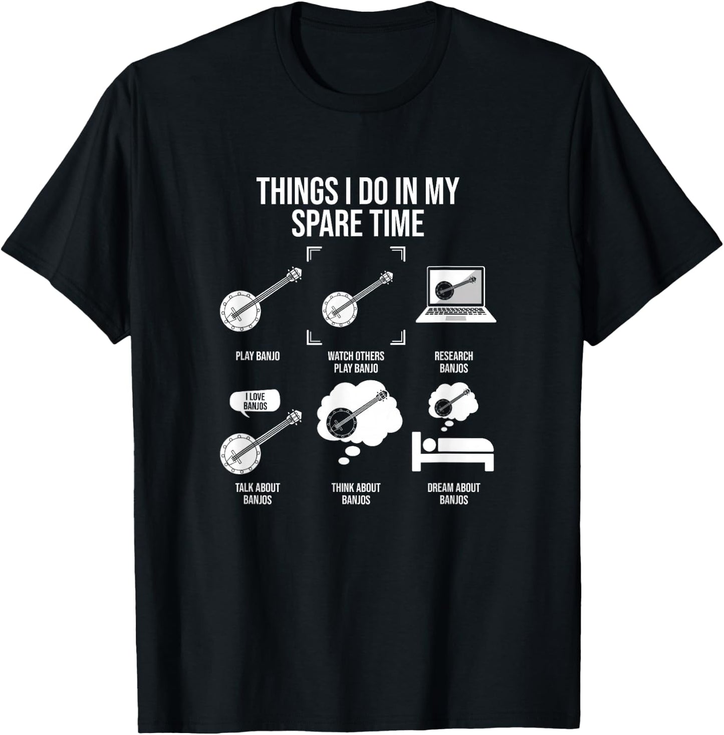 Things I Do In My Spare Time, Banjo Player T-Shirt - T-Shirt | Black