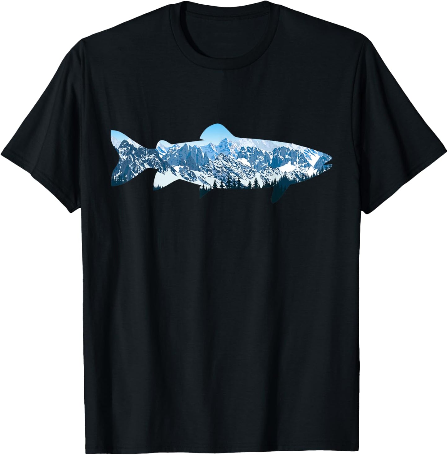 Trout Fly Fishing Outdoor Forest Nature Wildlife Fisherman T-Shirt - T-Shirt | Black