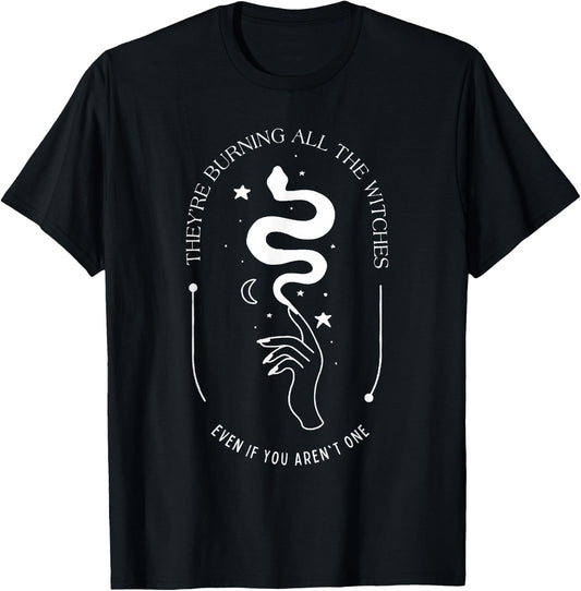 They're Burning All The Witches Funny Music T-Shirt - T-Shirt | Black